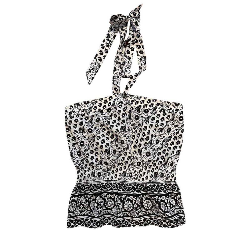 Ann Taylor Black and White Patterned Women's Halter Top